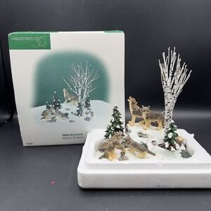 Vintage Dept 56 Village Accessories Wolves In The Woods #52765 Retired Boxed